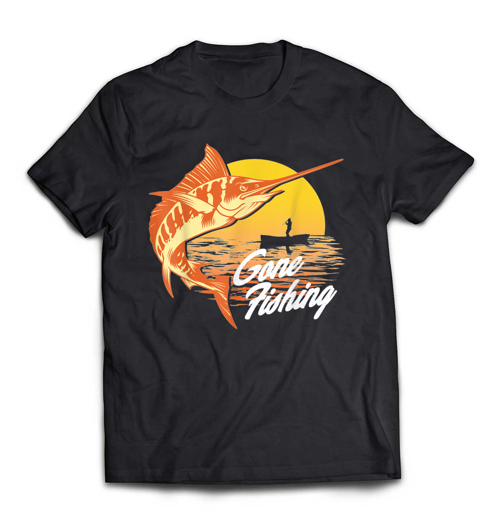 Swordfish Sunrise Gone Fishing T-Shirt: A Stylish Tee for Anglers